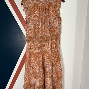 Bohemian Paisley Midi Dress in Orange and Brown